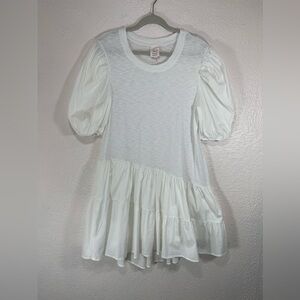 Cinq à Sept "Caitlin" Caitlin Mini Dress Sheer White Puff Sleeves Women’s Large